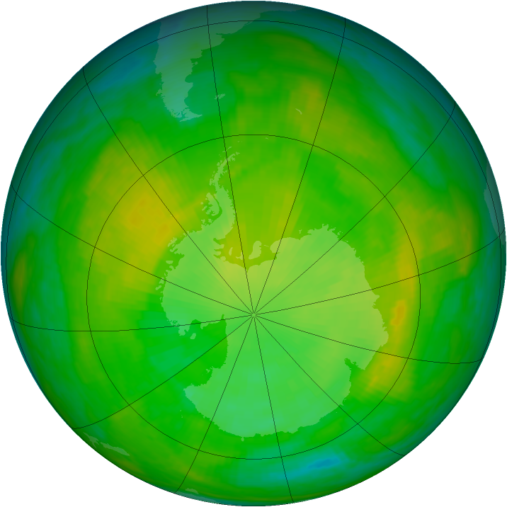Antarctic ozone map for 02 December 1983